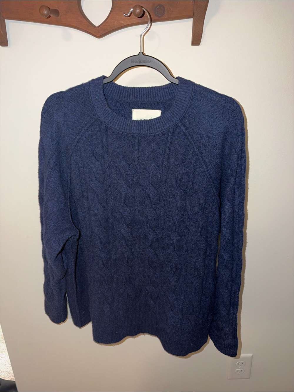 Aerie Cable Knit Crewneck Sweater - Navy